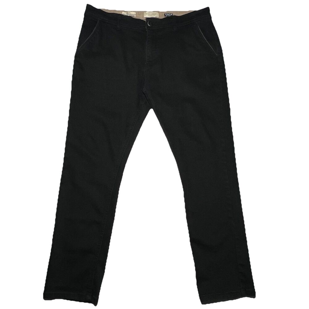 Scott James Slim Fit Stretch Jeans Mens Fit 36X28 Black Pants Chino Straight Leg